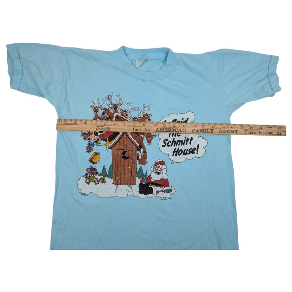 Santa Reindeer‎ Funny Christmas 90s Single Stitch T Shirt S/M 18x24.5 - Picture 9 of 10